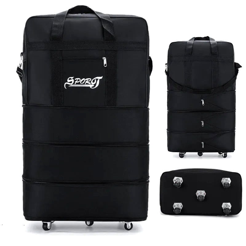 Sac De Voyage Vintage Hang Ten à Roulettes - Début Années 80 - XL, 6 Roues - Nylon Coloré - Occasion Très Bon état